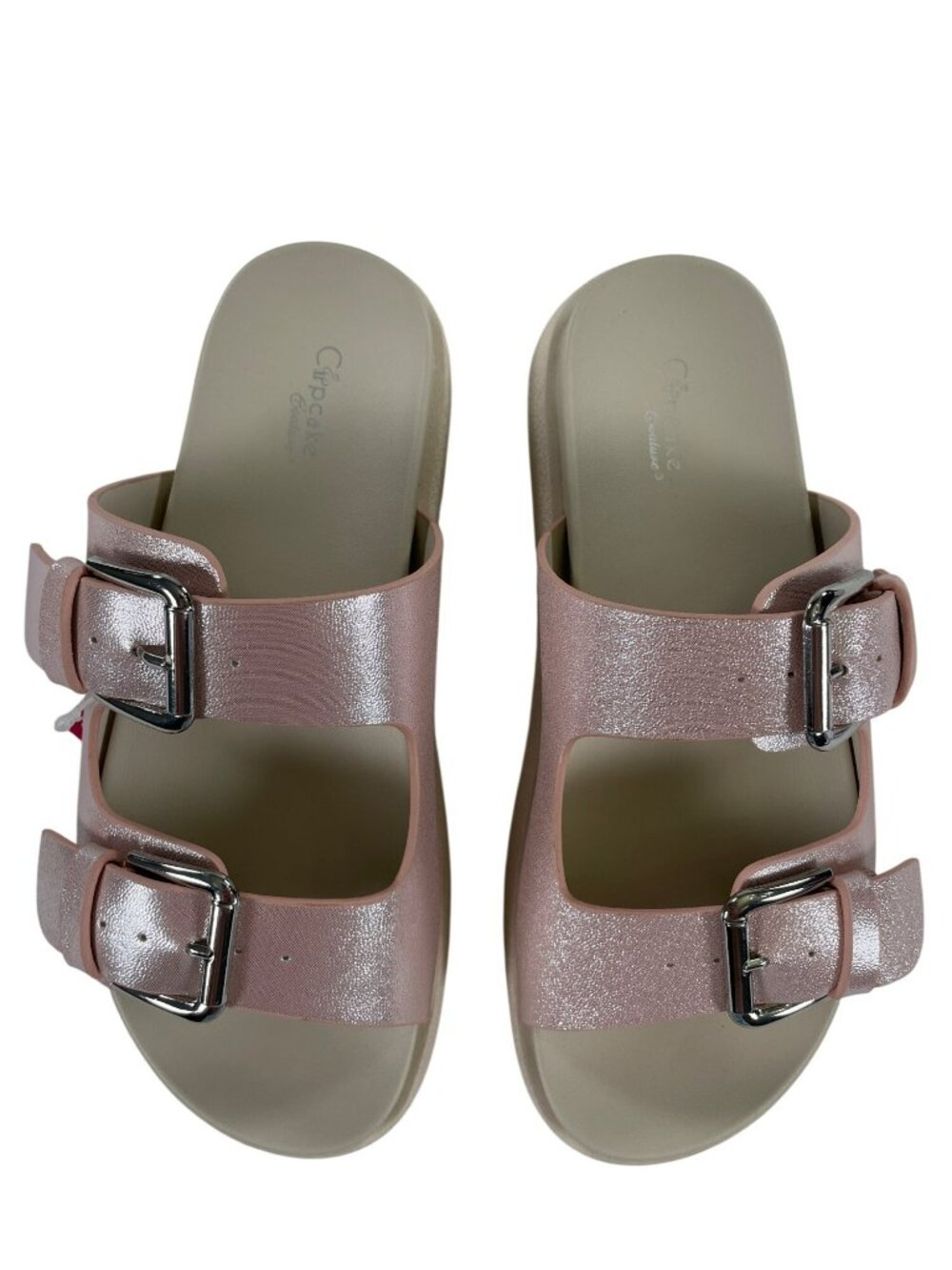 Cupcake Couture Kayenta Sandals Pink Double-Buckle Slide Girls Size 2 NEW - Picture 6 of 10